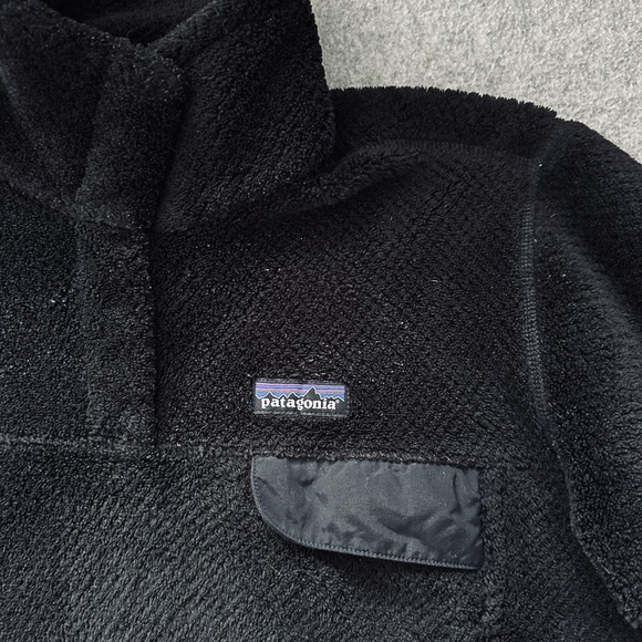 Patagonia Re-Tool Snap-T Fleece Jacket Womens Medium Black Polartec Pullover - Picture 4 of 8
